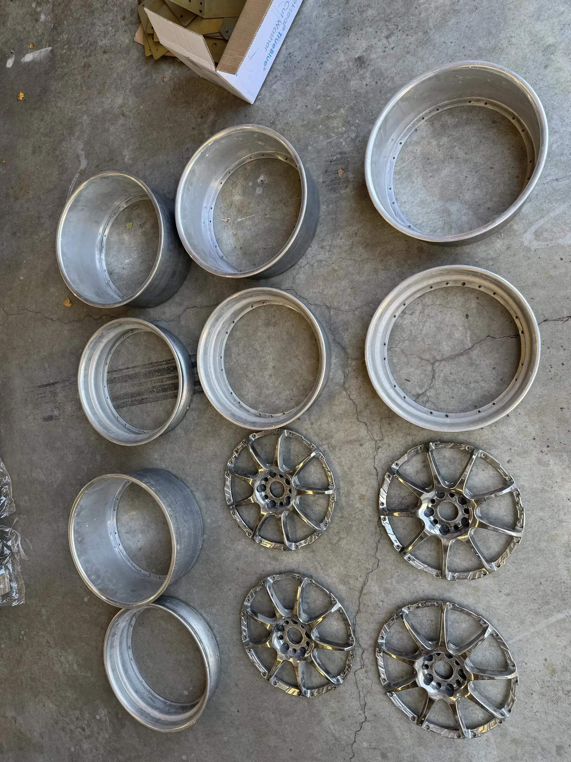 Wheel barrels and centres stripped back to bare alloy